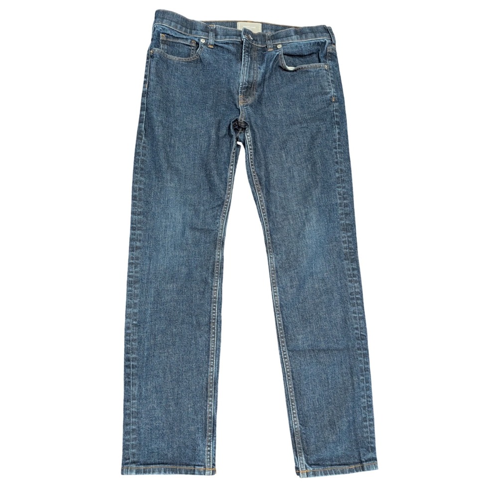 $178 Everlane Mens Slim Fit Jeans 35x30 Dark Wash Blue Denim Straight Leg Pant